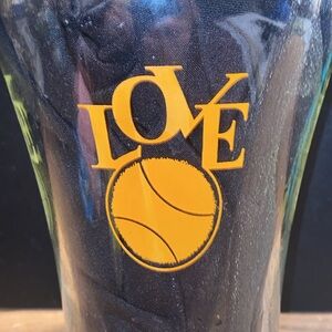 70s Giat Love x Tennis Globe Glass. @ 2 1/2 cups.